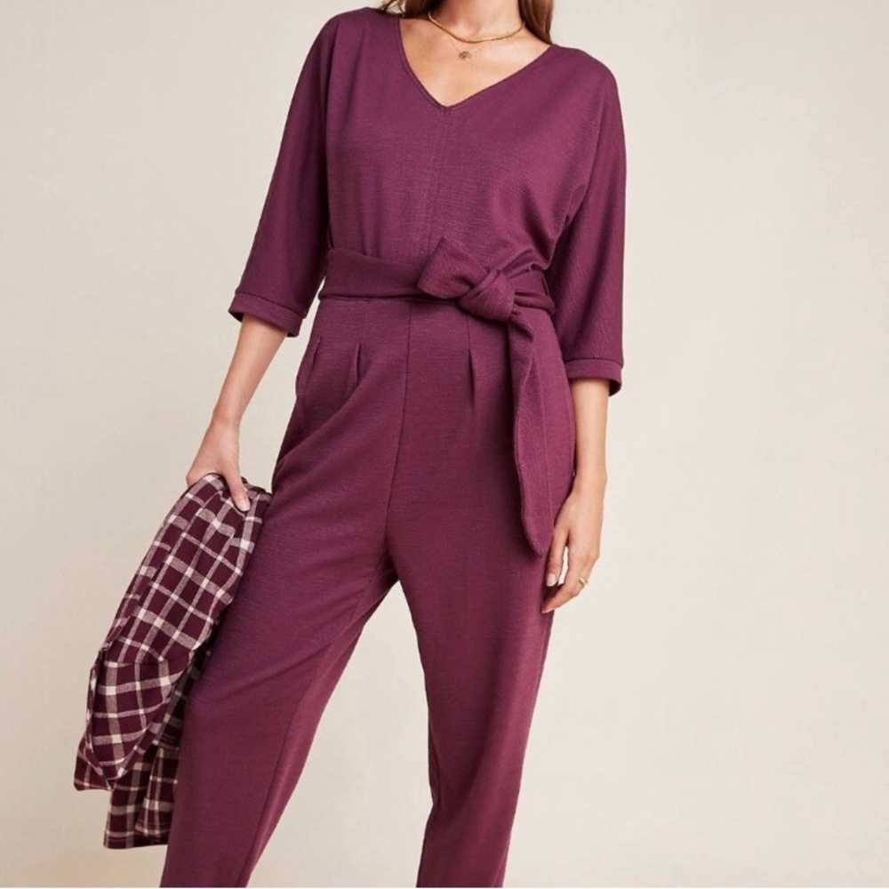 NWT! Dark purple Anthropologie jumpsuit